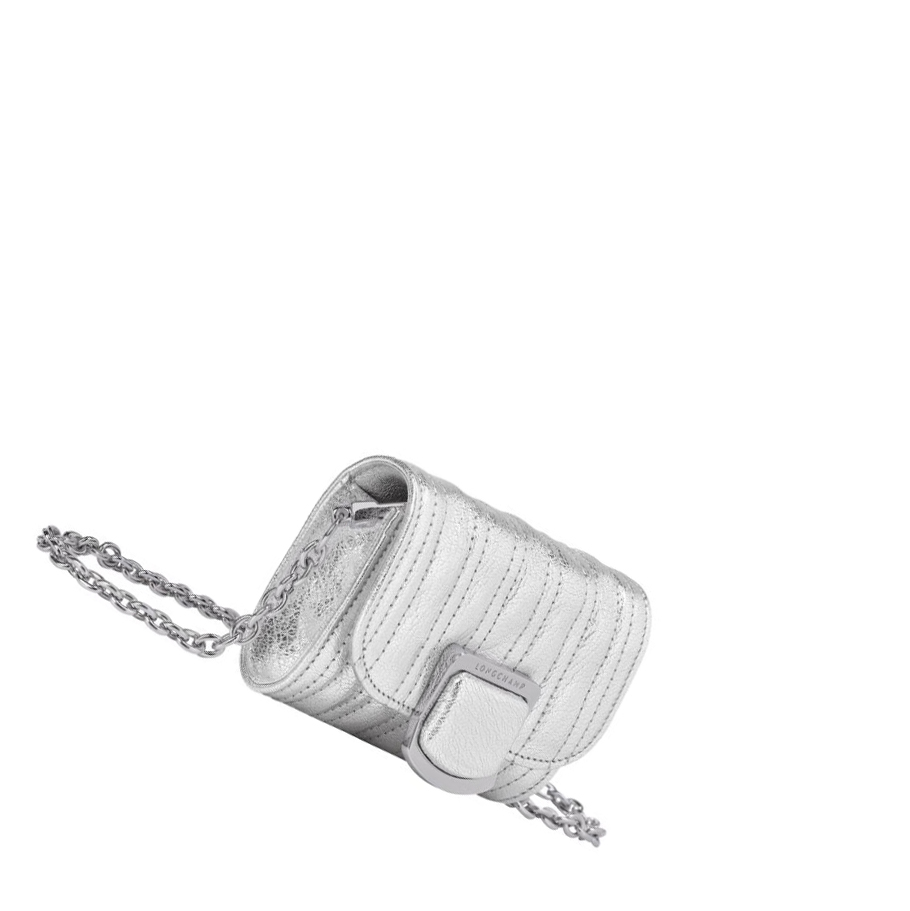 Longchamp Brioche Métal Donna Portafoglio Con Cerniera Argento | KCYD-14895