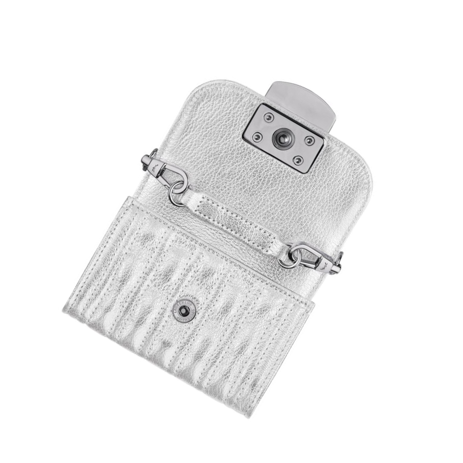 Longchamp Brioche Métal Donna Portafoglio Con Cerniera Argento | KCYD-14895