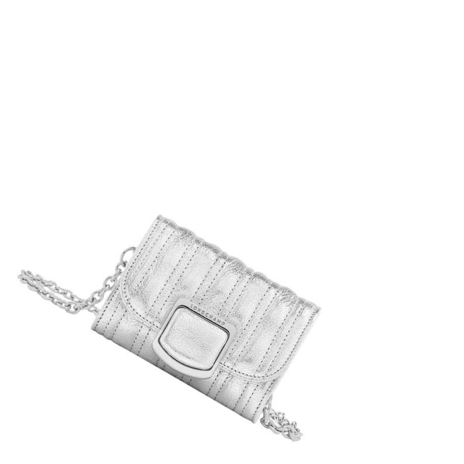 Longchamp Brioche Métal Donna Portafoglio Con Cerniera Argento | KCYD-14895