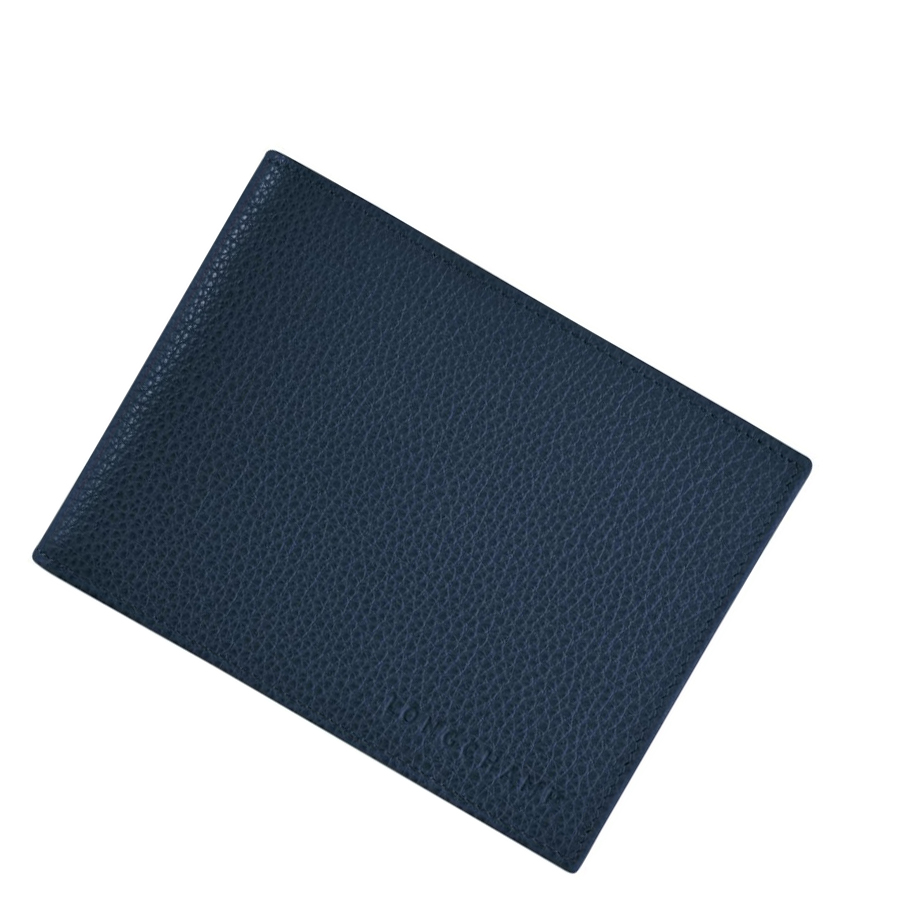 Longchamp Le Foulonné Uomo Portafogli Blu Marino | YAOS-03195