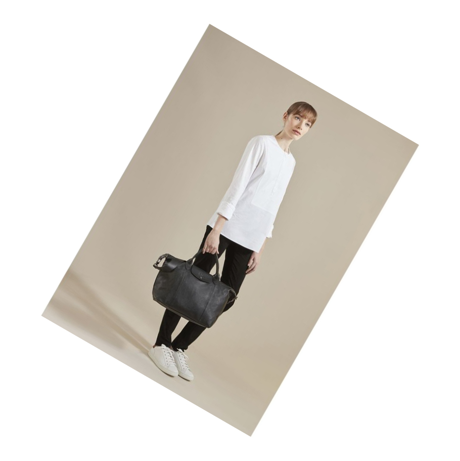 Longchamp Le Pliage Cuir M Donna Borse A Mano Nere | IYFE-05961