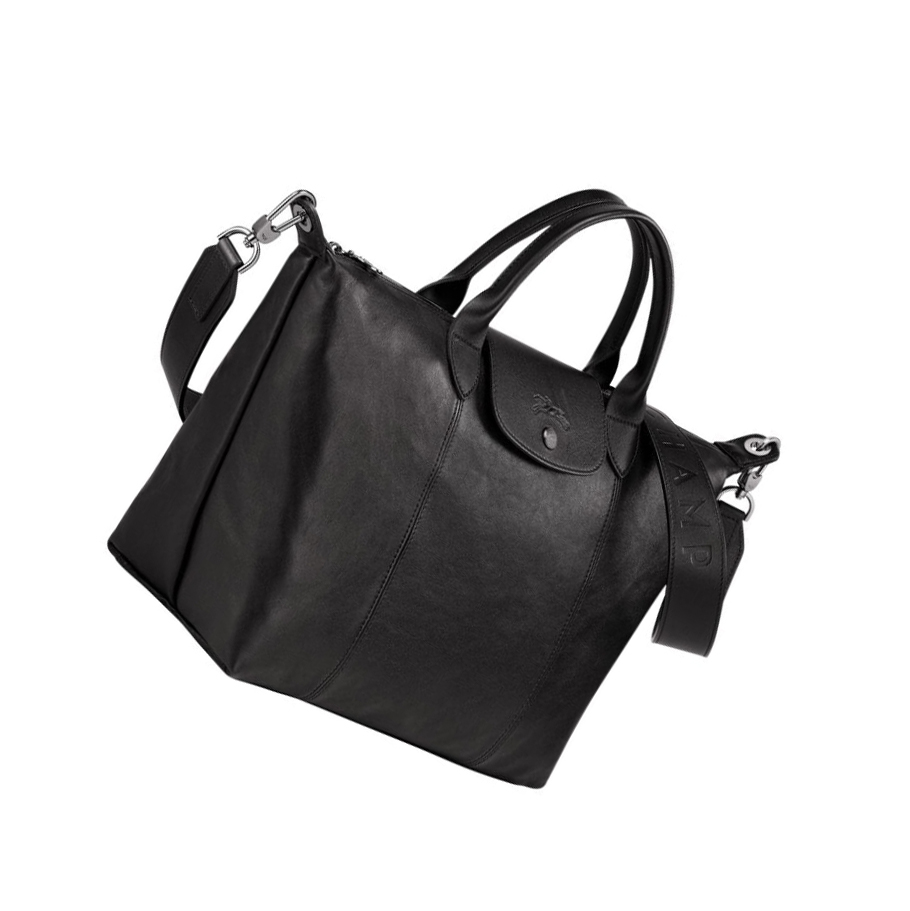 Longchamp Le Pliage Cuir M Donna Borse A Mano Nere | IYFE-05961