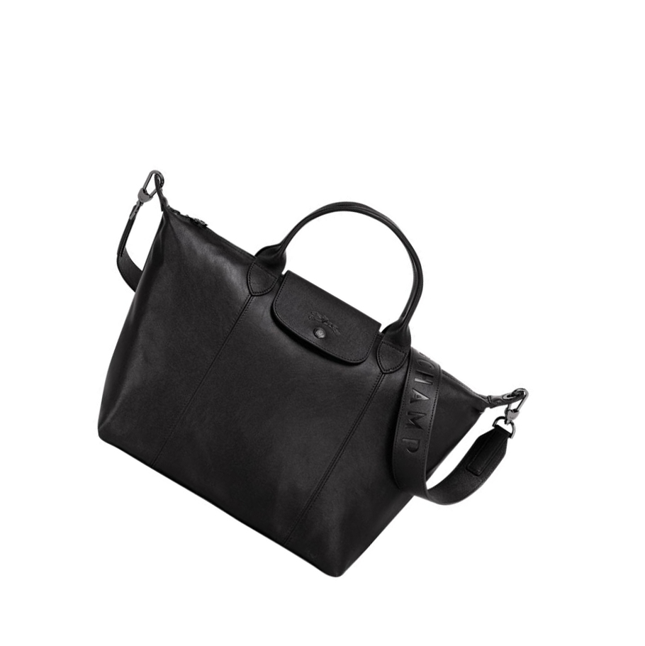 Longchamp Le Pliage Cuir M Donna Borse A Mano Nere | IYFE-05961