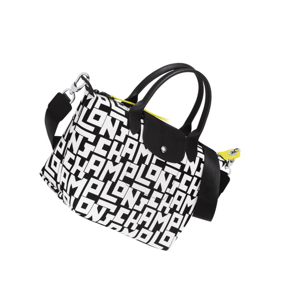 Longchamp Le Pliage Lgp S Donna Borse A Mano Nere Bianche | QDZV-74365