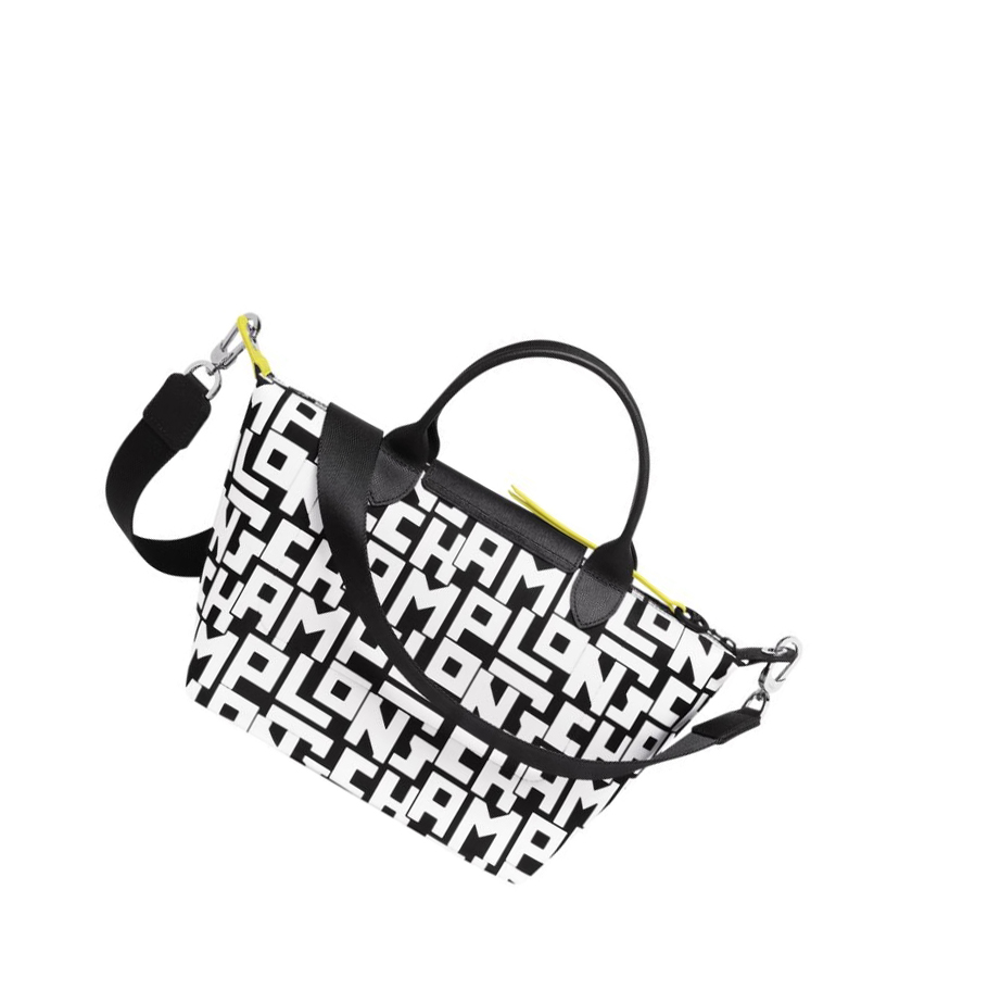 Longchamp Le Pliage Lgp S Donna Borse A Mano Nere Bianche | QDZV-74365