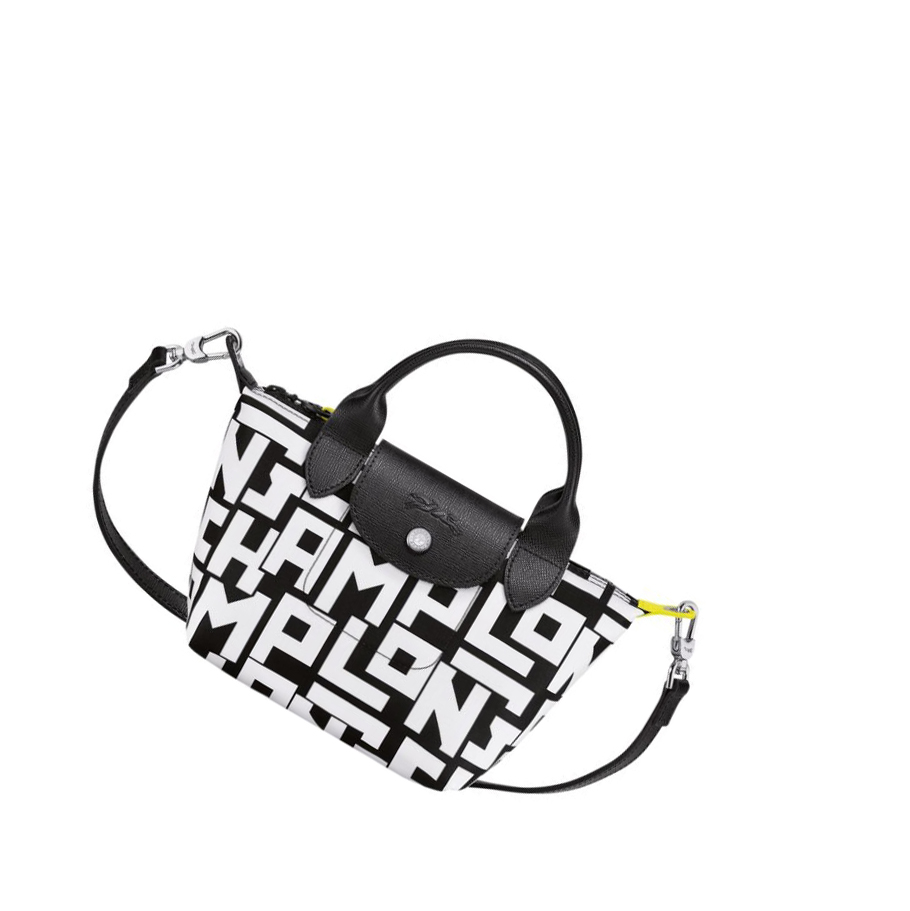 Longchamp Le Pliage Lgp XS Donna Borse A Mano Nere Bianche | PKGT-64589