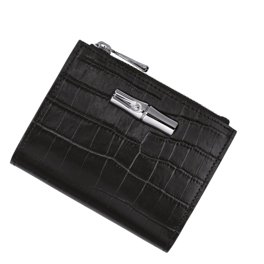 Longchamp Roseau Donna Portafogli Nere | MHOI-94873