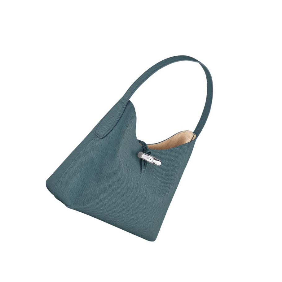 Longchamp Roseau M Donna Borse A Tracolla Blu | MHZK-49768