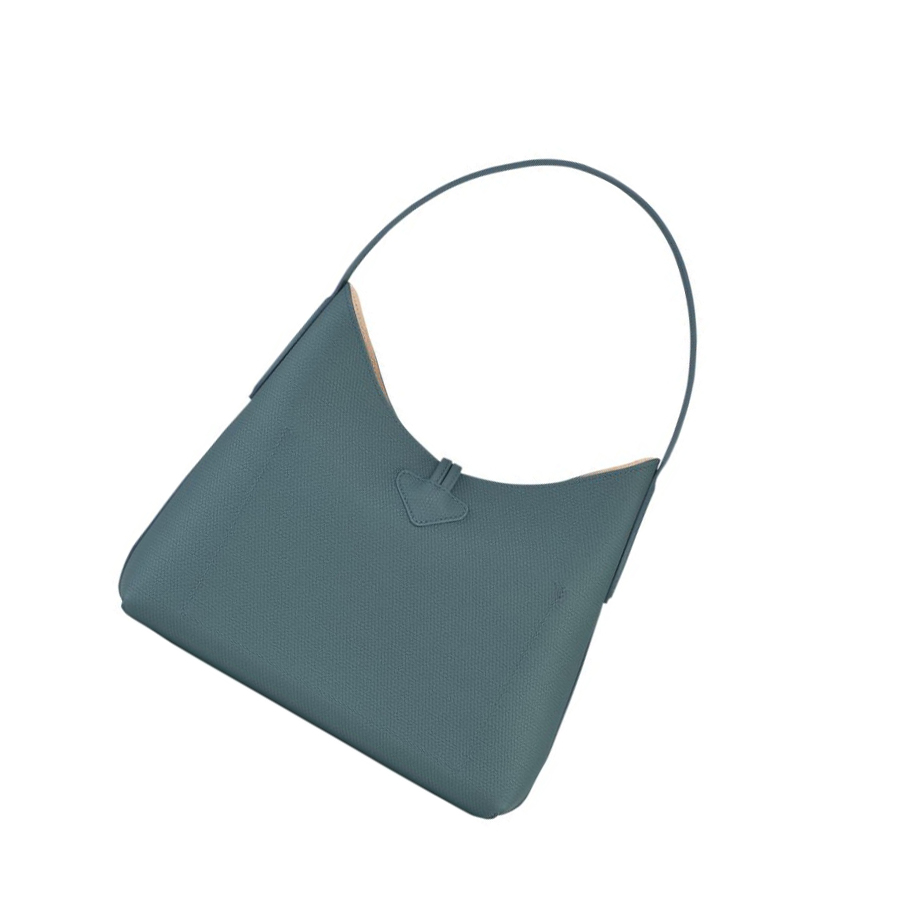 Longchamp Roseau M Donna Borse A Tracolla Blu | MHZK-49768