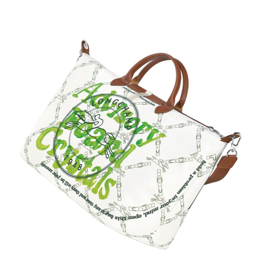 Longchamp X Abc Highart For Hs Donna Borse Da Viaggio Bianche Verdi | OICJ-43071